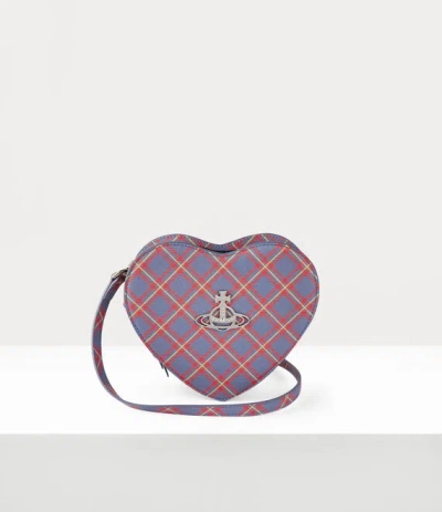 Vivienne Westwood Louise Heart Crossbody Bag Polyurethane / Polyester / Cotton Blue-orange-tartan