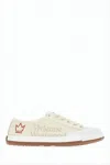 Vivienne Westwood Low-top Canvas Sneakers With Distinctive Crown Emblem In White