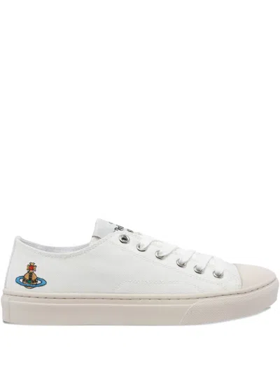 Vivienne Westwood Casual Fabric Sneakers Rubber Sole In White