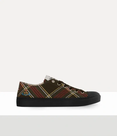 Vivienne Westwood Low Top Plimsoll Printed Canvas Chelsea-tartan 7-40 Women In Brown