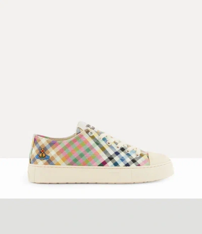 Vivienne Westwood Low-top Plimsoll Printed Canvas Heather-plaid 7-40 Women In Animal Print