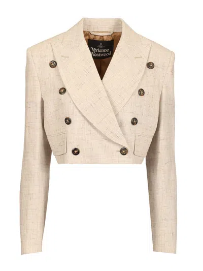 Vivienne Westwood Ls Cut Off Jacket Jackets Beige In Neutral