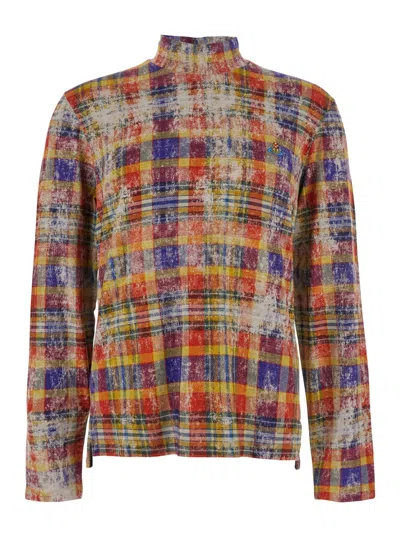 VIVIENNE WESTWOOD MULTICOLOR TURTLENECK SWEATER WITH ALL-OVER STRIPE MOTIF IN COTTON MAN