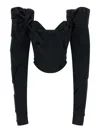 Vivienne Westwood Long Sleeve Corset Top With Structured Shoulders In Black