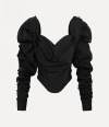 Vivienne Westwood Ls Sunday Corset Top Laser Cut Taffeta Black 44 Women In Black