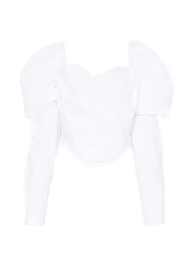 Vivienne Westwood Ls Sunday Puff-sleeve Corset Top In White