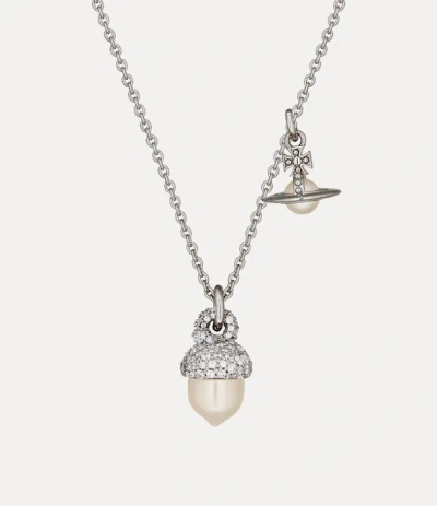 Vivienne Westwood Lucille Pendant Necklace Silver Cubic Zirconia / Glass Pearls Women