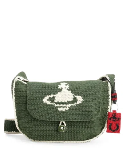 Vivienne Westwood Lucky Halfmoon Crochet Shoulder Bag In Blue