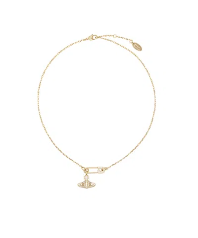 Vivienne Westwood Lucrece Crystal Pin Necklace In Yellow
