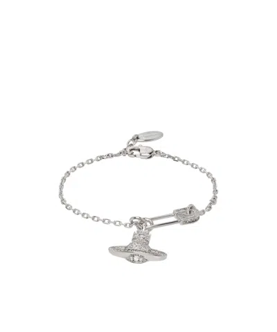 Vivienne Westwood Lucrece Logo Bracelet In Silver