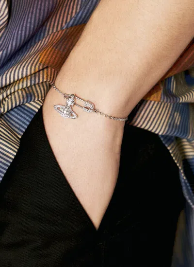 Vivienne Westwood Lucrece Safety Pin Bracelet In Metallic