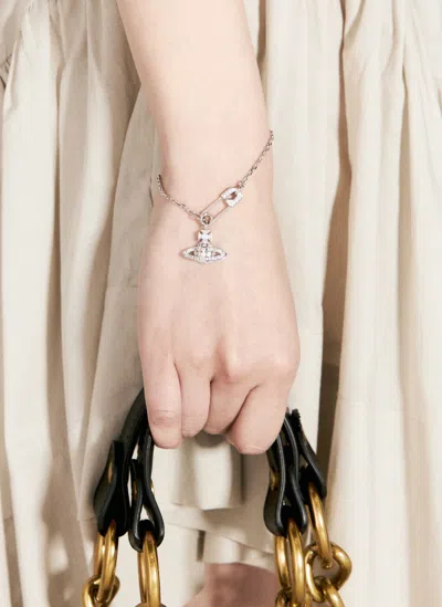 Vivienne Westwood Lucrece Safety Pin Bracelet In Silver