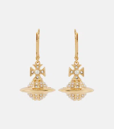 Vivienne Westwood Luzia Embellished Earrings In Gold/crystal/cream Pearl