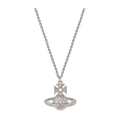Vivienne Westwood Luzia Light Embossed Pendant Necklace In Gray