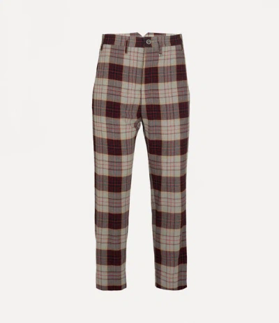 VIVIENNE WESTWOOD M CROPPED CRUISE TROUSERS VISCOSE / WOOL CHECK PATTERN RED 54 MEN