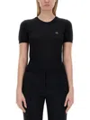 Vivienne Westwood Orb Embroidered Short-sleeved Knit Top In Black
