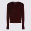 Vivienne Westwood Wool Cardigan With Long Sleeves And Crew Neck In Burgundy