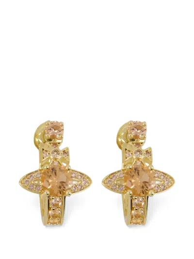 Vivienne Westwood Maitena Hoop Earrings Metal Gemstone In Gold