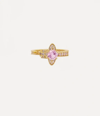 Vivienne Westwood Maitena Ring In Gold-light-pink-nano-crystal-cz-