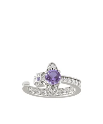 Vivienne Westwood Maitena Ring In Platinum/lavender