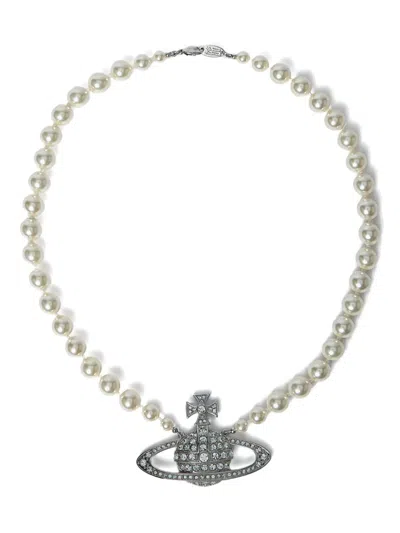 Vivienne Westwood Man. Bas Relief Orb-embellished Pearl Necklace In Gray