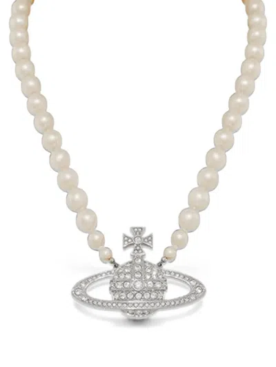 Vivienne Westwood Man Bas Relief Pearl Necklace In Metallic