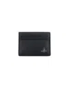 Vivienne Westwood Black Logo-plaque Faux-leather Cardholder In Black