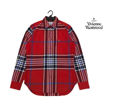 Pre-owned Vivienne Westwood Man Big Cheked Button Shirt In Red