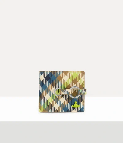 Vivienne Westwood Man. Bondage Billfold Wallet Buccia D'arancia Fluro-tartan One Size Men