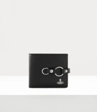 Vivienne Westwood Man. Bondage Billfold Wallet Smooth Leather Black One Size Men