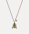 Vivienne Westwood Man. Bumble Bee Pendant Necklace Ruthenium-black-diamond-crystal-black-yellow Ruthenium-black-diamon In Ruthenium-black-diamond-crystal-black-yellow