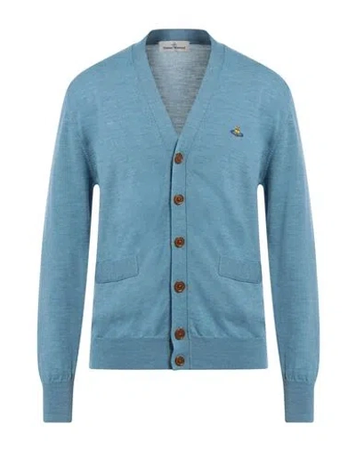 Vivienne Westwood Man Cardigan Pastel Blue Size Xl Virgin Wool In Blue