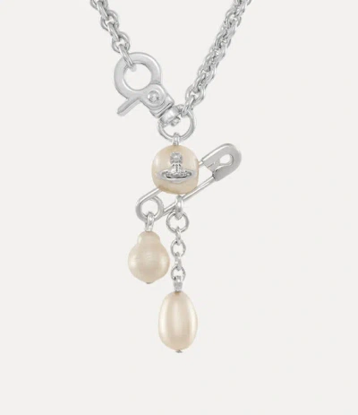 Vivienne Westwood Man. Claude Small Pendant Necklac Silver Swarovski Pearls Men