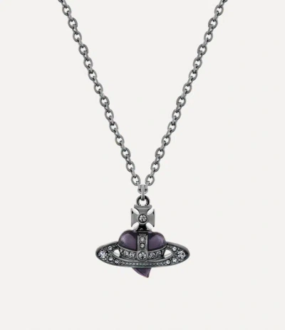 Vivienne Westwood Man. Diamante Heart Pendant Gunmetal Zirconia Men