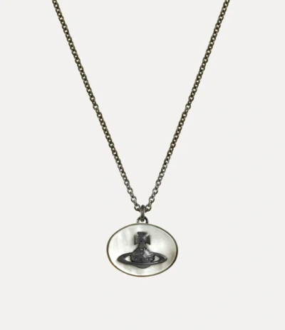 Vivienne Westwood Man. Eliza Pendant Necklace Ruthenium-grey-white-mop Ruthenium-grey-white-mop Men
