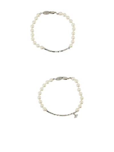 Vivienne Westwood Man. Emilio Bracelet (set Of Two) In White