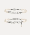 Vivienne Westwood Man. Emilio Bracelet Silver Glass Pearls Men