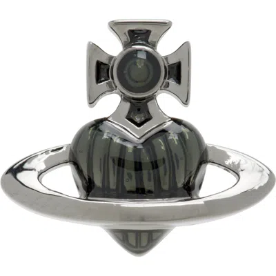 Vivienne Westwood Man Fabianno Stud Single Earring In Aw26-s424 Ruthenium