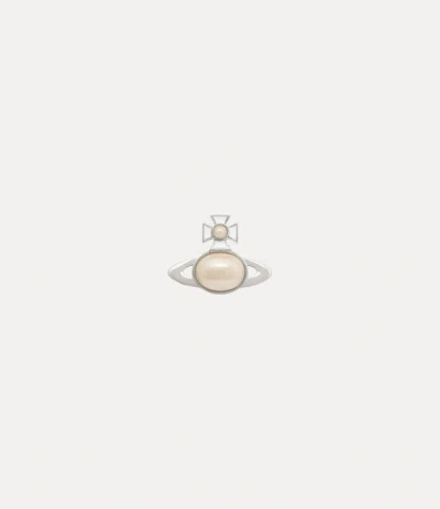 Vivienne Westwood Man. Gaby Single Stud Platinum-creamrose-pearl-creamrose-enamel Platinum-creamrose-pearl-creamrose-e In Multi