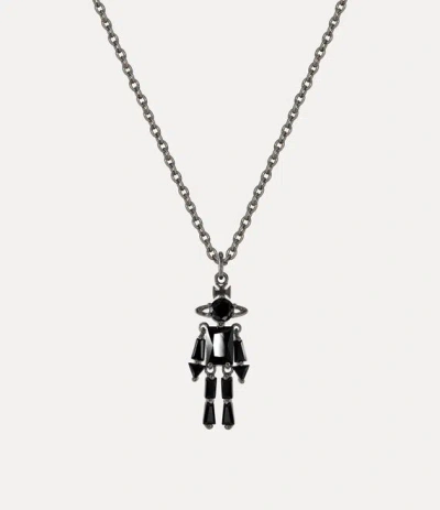 Vivienne Westwood Man. Issa Pendant Necklace Gunmetal Cubic Zirconia Men In Gray