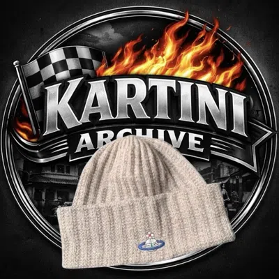 Pre-owned Vivienne Westwood Man Italian Ribbed Orb Beanie - Size M In Sand