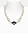Vivienne Westwood Man. Loelia Large Pearl Necklace Silver Swarovski Pearls Men In Silver