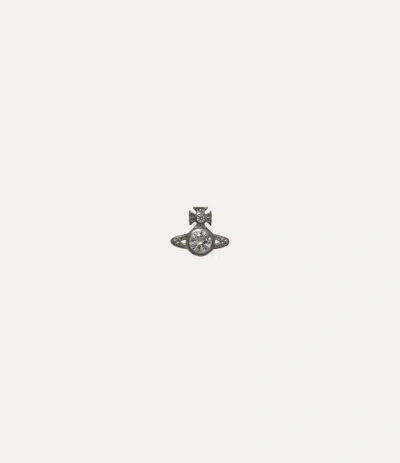 Vivienne Westwood Man. London Orb Single Stud Ruthenium-grey-cz Ruthenium-grey-cz Men In Metallic
