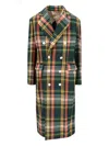 Vivienne Westwood Check Pattern Wool Blend Coat In Green
