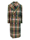 Vivienne Westwood Check Pattern Wool Blend Coat In Green