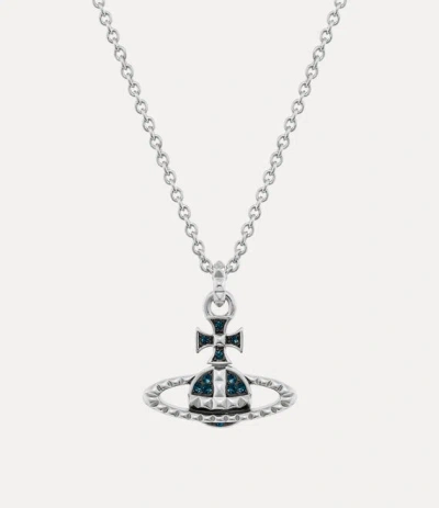 Vivienne Westwood Man. Mayfair Bas Relief Pendant Necklace Rhodium-gunmetal-montana-crystal Rhodium-gunmetal-montana-c In Metallic