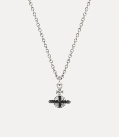 Vivienne Westwood Man. Mayfair Small Orb Pendant Necklace Rhodium-gunmetal-white-crystal Rhodium-gunmetal-white-crysta