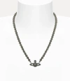 Vivienne Westwood Man. Messaline Choker Oxidised-silver-black-diamond-crystal-black Oxidised-silver-black-diamond-crys In Oxidised-silver-black-diamond-crystal-black