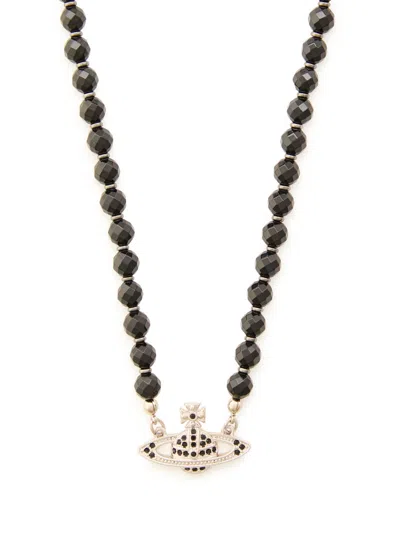 Vivienne Westwood Man. Messaline Orb Necklace In Black