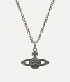 Vivienne Westwood Man. Mini Bas Relief Orb Pendant Necklace Gunmetal Topaz Crystals Men In Gunmetal